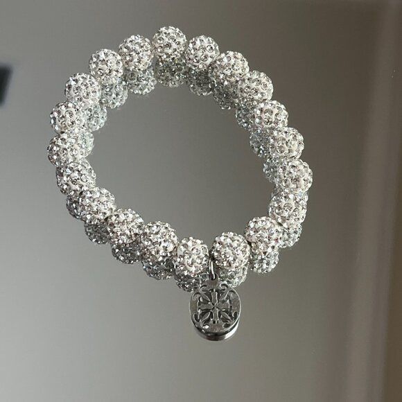 Rustic Cuff Metal Stainless Steel Shambala Beaded Stretch Bracelet silver - Picture 3 of 3